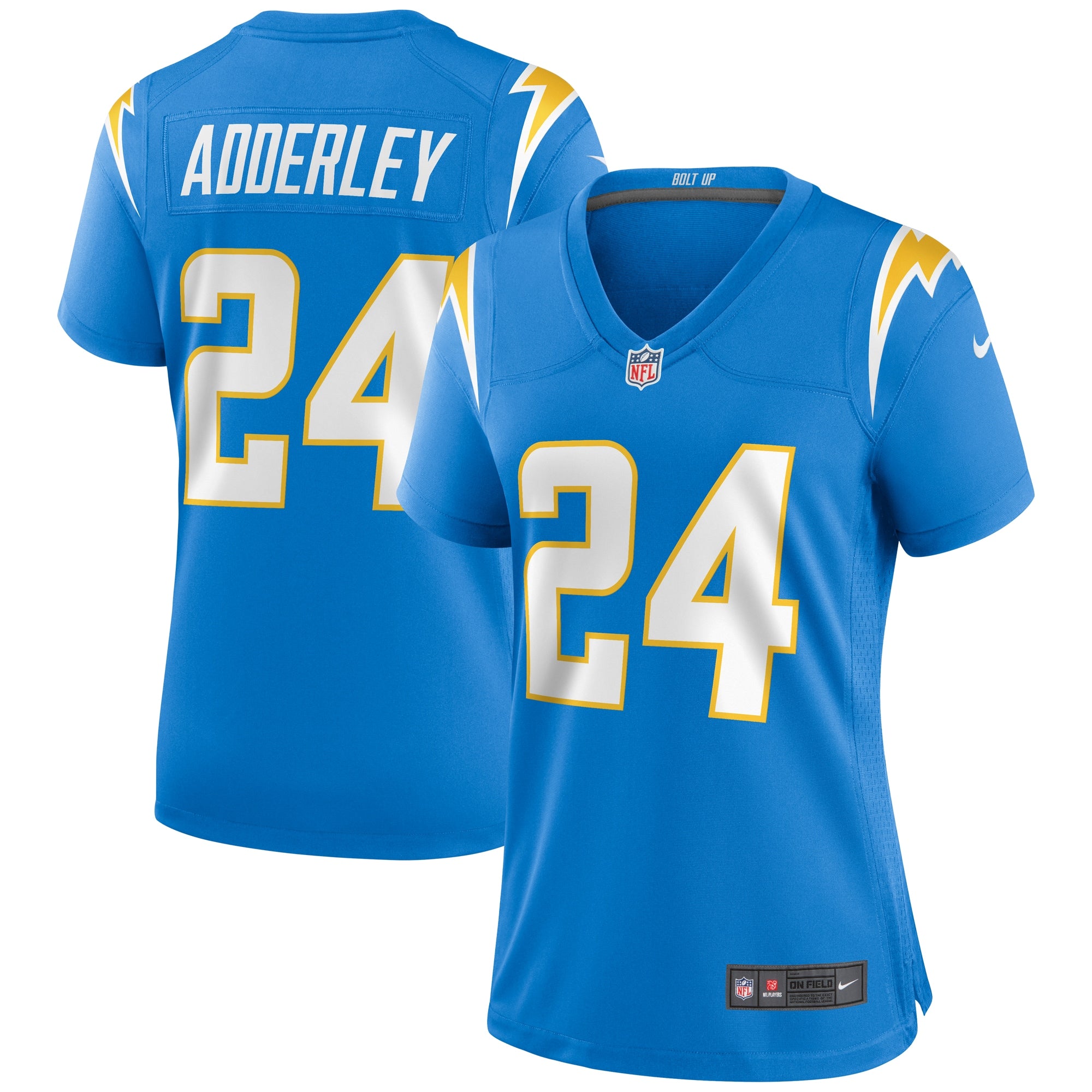 Nike Los Angeles Chargers No32 Nasir Adderley Anthracite Salute to Service Women's Stitched NFL Limited Therma Long Sleeve Jersey